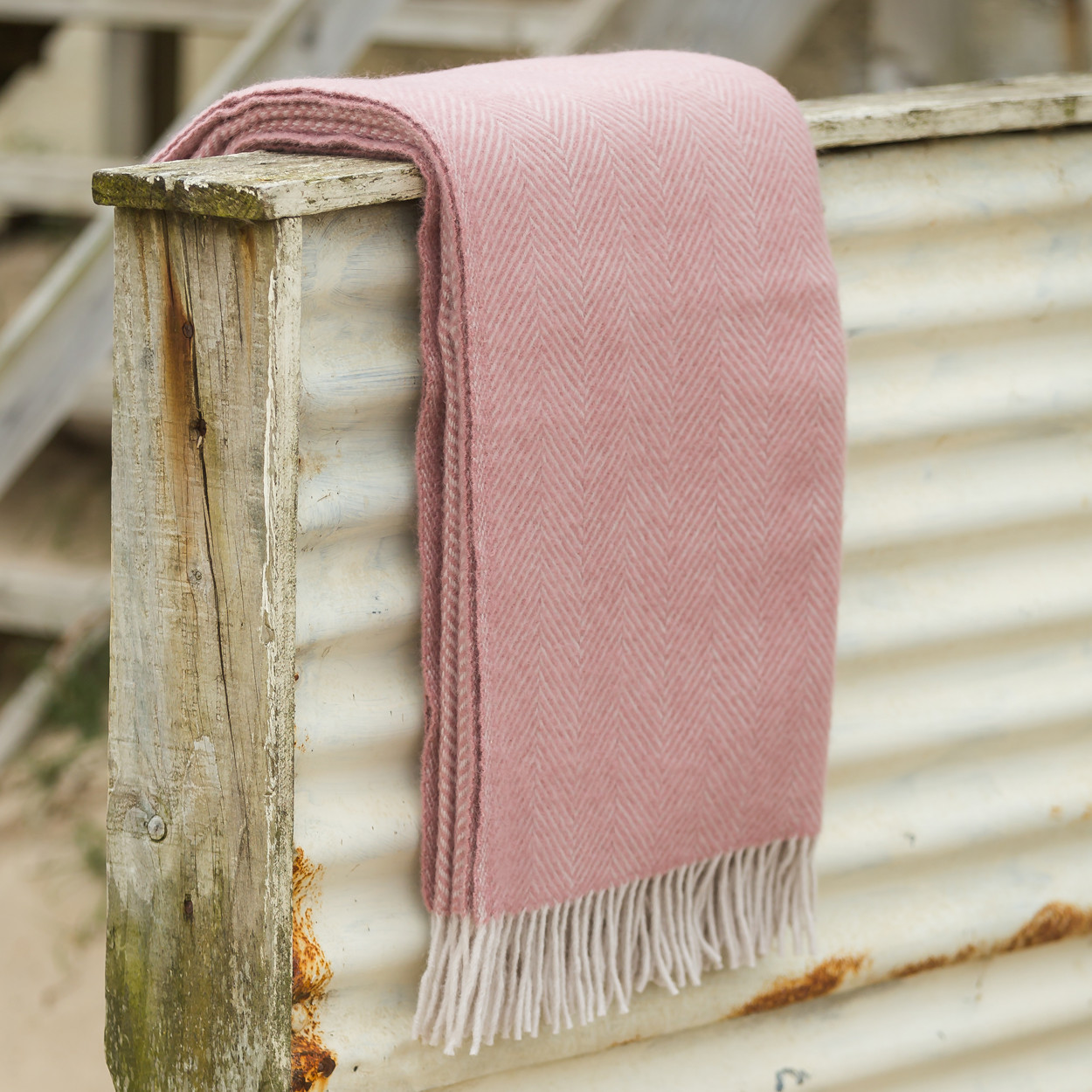 Herringbone Dusky Pink & Pearl